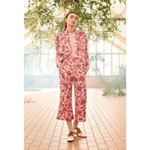 Zimmermann Pink Floral Double Breasted Blazer Linen Jacket Flowers 2 US 6 Medium